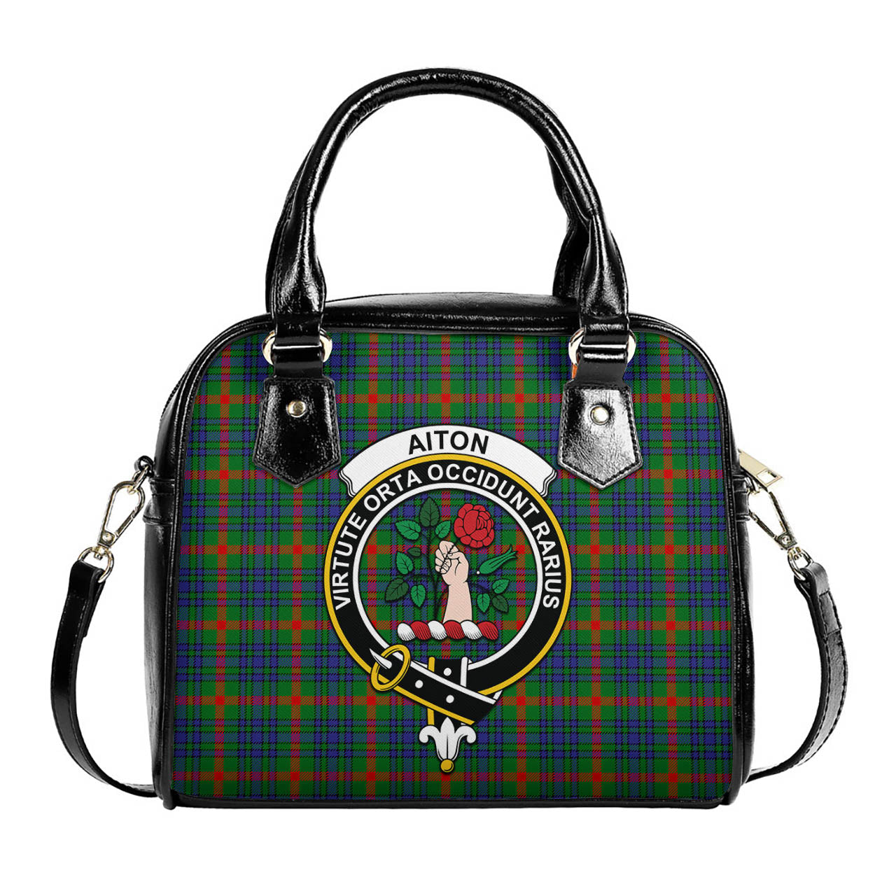 Aiton Tartan Shoulder Handbags with Family Crest One Size 6*25*22 cm - Tartanvibesclothing