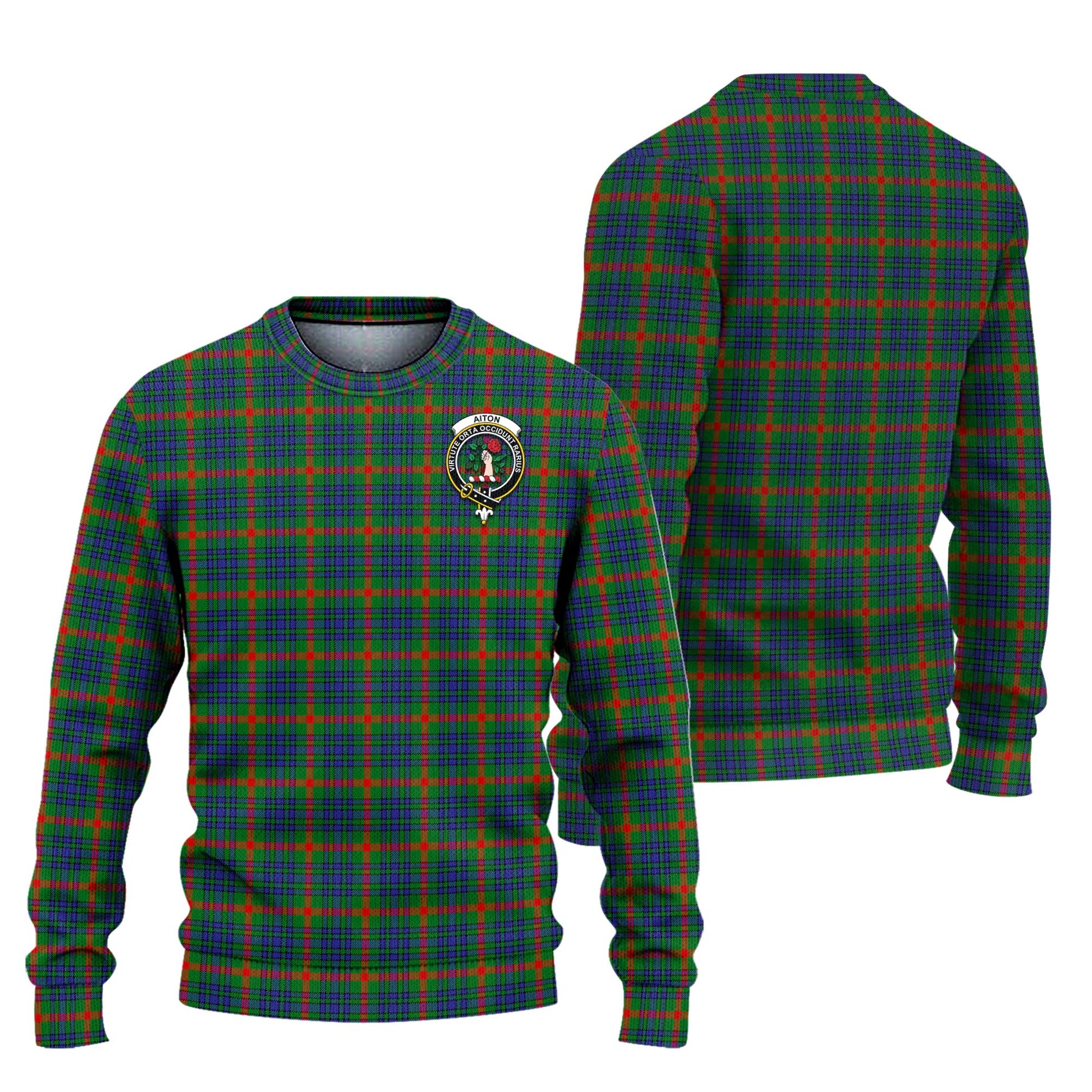 Aiton Tartan Knitted Sweater with Family Crest Unisex - Tartanvibesclothing