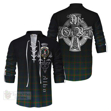 Aiton Tartan Ghillie Kilt Shirt Featuring Alba Gu Brath Family Crest Celtic Inspired Men - Tartan Vibes Clothing