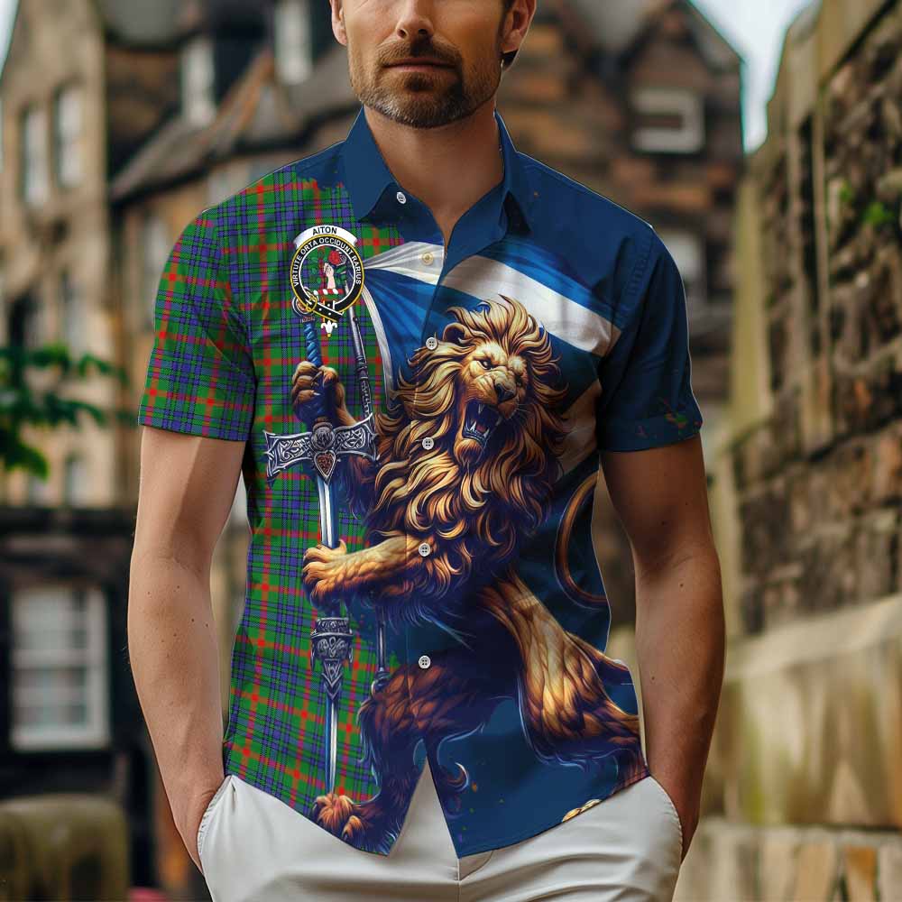 Aiton Tartan Family Crest Hawaiian Shirt with Scottish Majestic Lion Kid - Tartan Vibes Clothing