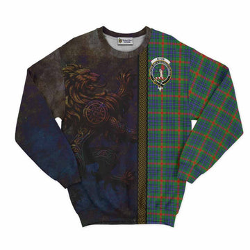 Aiton Tartan Family Crest Sweatshirt Alba Gu Brath Be Brave Lion Ancient Style Unisex - Tartan Vibes Clothing