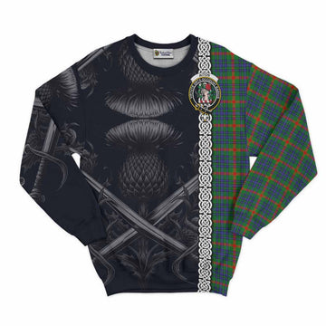 Aiton Tartan Sweatshirt with Family Crest Cross Sword Thistle Celtic Vibes Unisex - Tartan Vibes Clothing