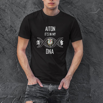 Aiton Family Crest DNA In Me Mens Cotton T Shirt