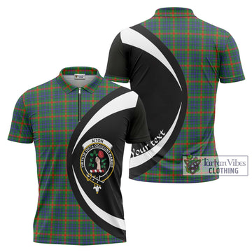 Aiton Tartan Zipper Polo Shirt with Family Crest Circle Style Unisex - Tartan Vibes Clothing