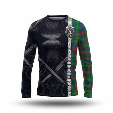 Aiton Tartan Long Sleeve T-Shirt with Family Crest Cross Sword Thistle Celtic Vibes Unisex - Tartan Vibes Clothing
