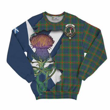 Tartan Vibes Clothing Aiton Tartan Family Crest Sweatshirt Scottish Thistle Celtic Inspired