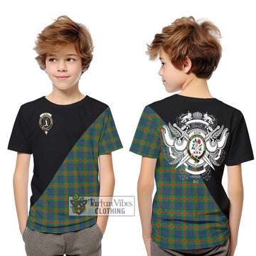 Aiton Tartan Kid T-Shirt with Family Crest and Military Logo Style Youth XL Size14 - Tartan Vibes Clothing