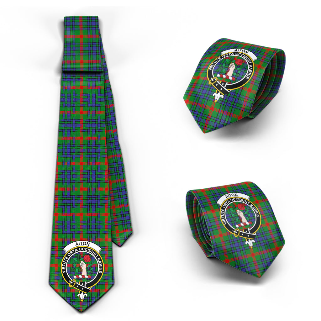 Aiton Tartan Classic Necktie with Family Crest Necktie One Size - Tartan Vibes Clothing