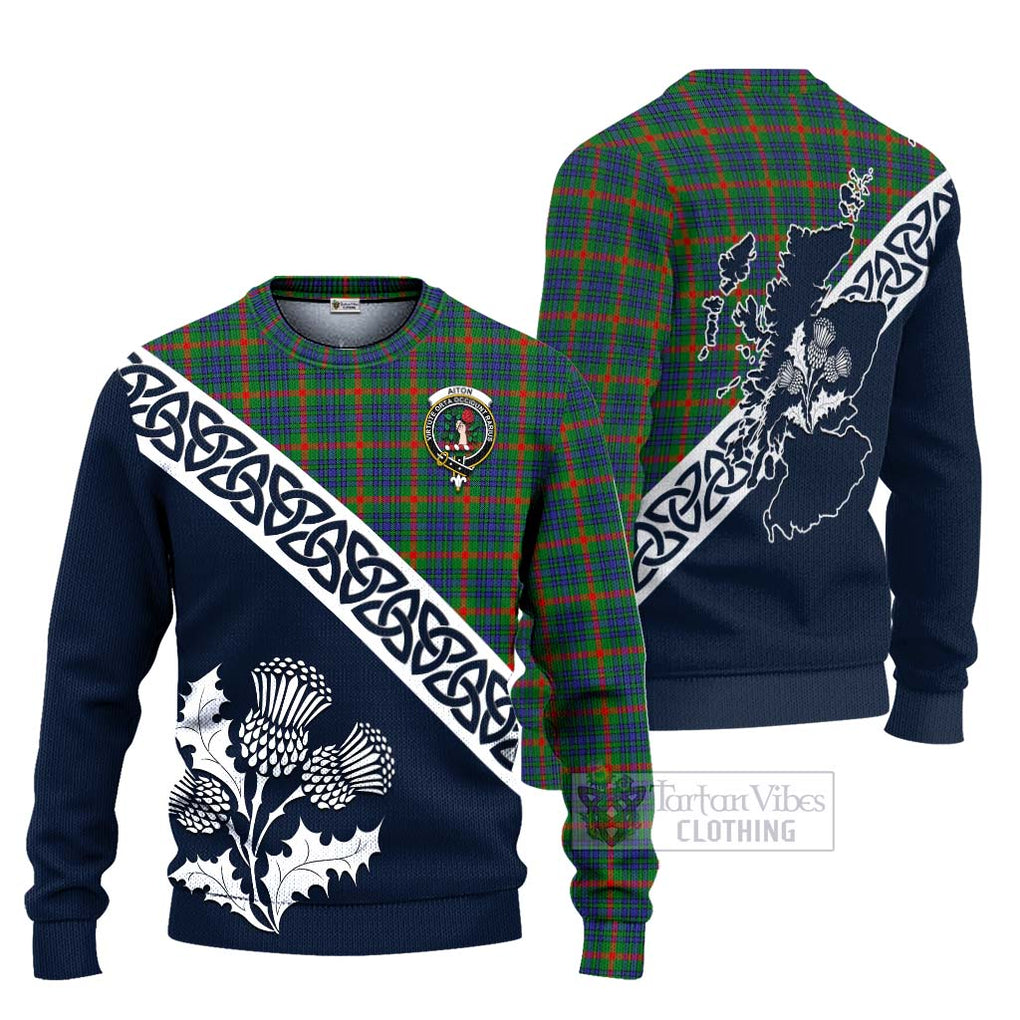 Aiton Tartan Ugly Sweater Featuring Thistle and Scotland Map Unisex - Tartan Vibes Clothing