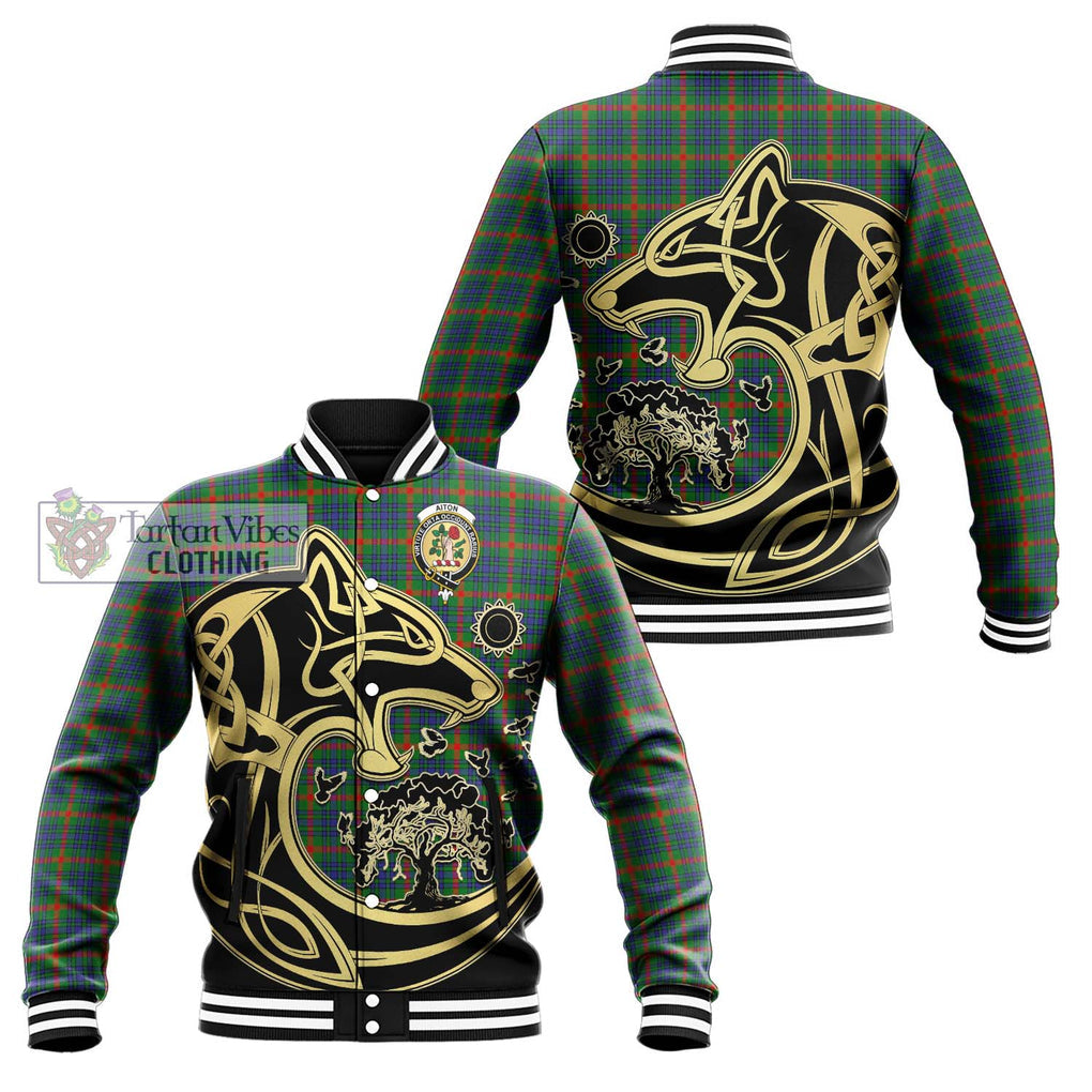 Aiton Tartan Baseball Jacket with Family Crest Celtic Wolf Style Unisex - Tartan Vibes Clothing