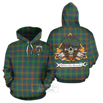 Aiton Tartan Hoodie with Family Crest and Bearded Skull Holding Bottles of Whiskey Zip Hoodie - Tartan Vibes Clothing