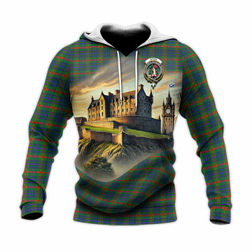 Tartan Vibes Clothing Aiton Tartan Family Crest Knitted Hoodie with Scottish Ancient Castle Style