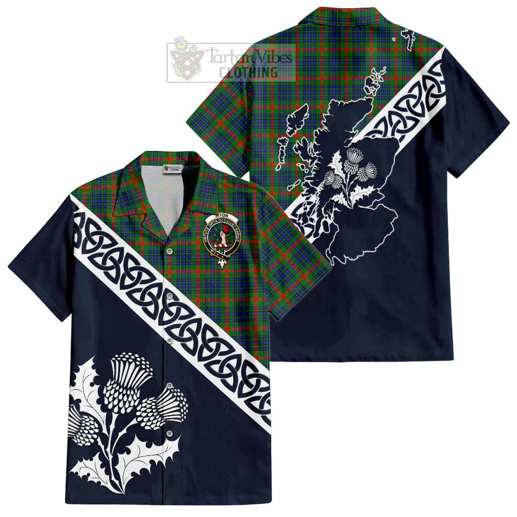 Aiton Tartan Hawaiian Shirt Featuring Thistle and Scotland Map Kid - Tartan Vibes Clothing