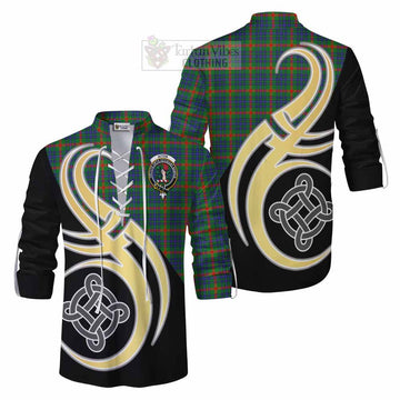 Aiton Tartan Ghillie Kilt Shirt with Family Crest and Celtic Symbol Style Men - Tartan Vibes Clothing