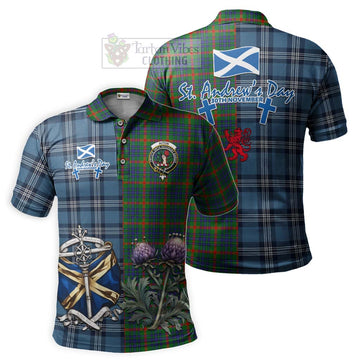 Aiton Tartan Polo Shirt Happy St. Andrew's Day Half Tartan Style Kid - Tartan Vibes Clothing