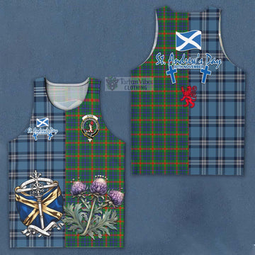 Aiton Tartan Men's Tank Top Happy St. Andrew's Day Half Tartan Style Men - Tartan Vibes Clothing