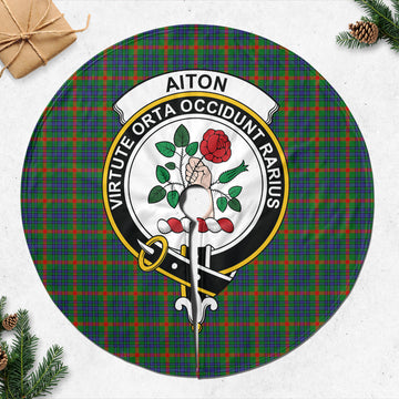 Aiton Tartan Christmas Tree Skirt with Family Crest - Tartanvibesclothing