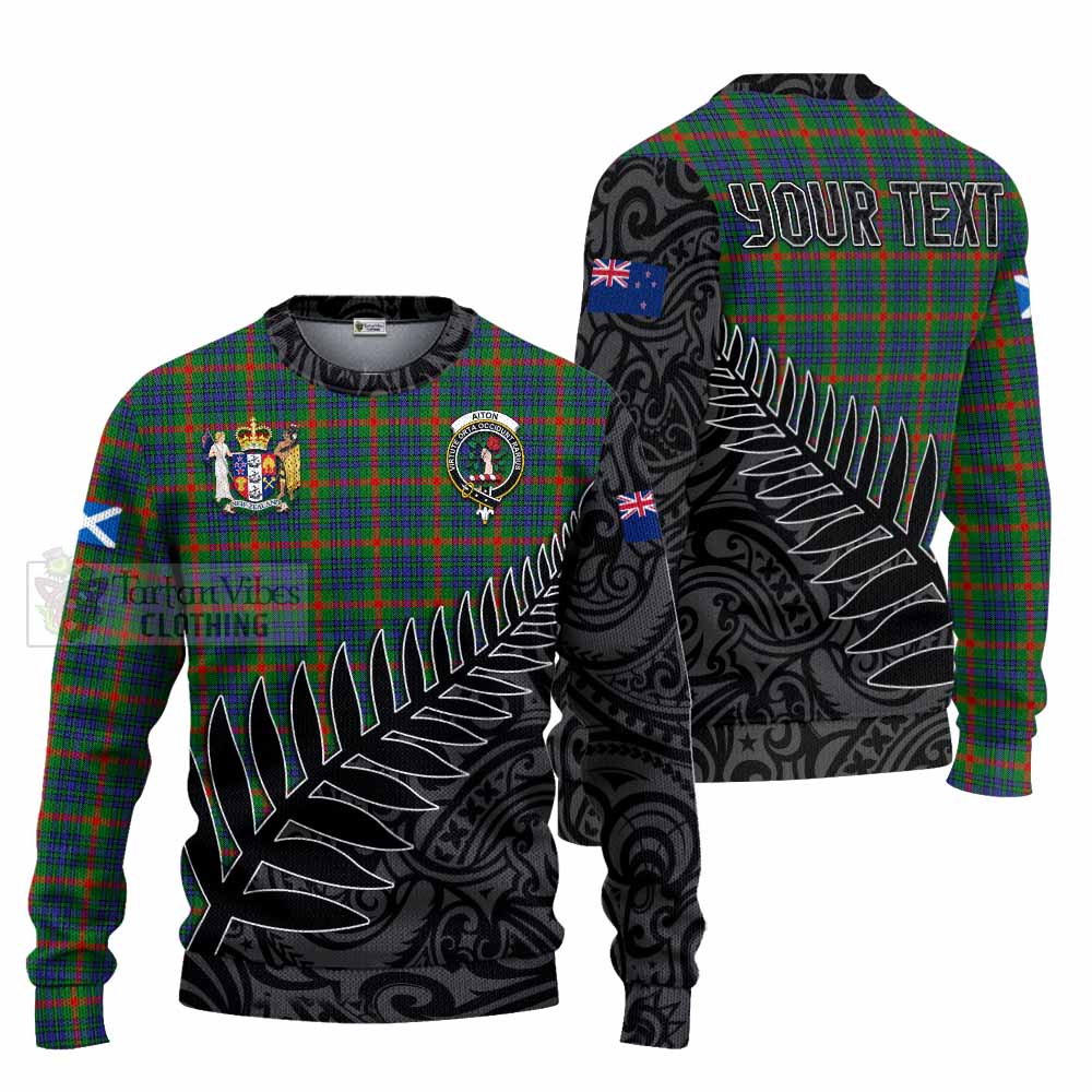 Aiton Crest Tartan Knitted Sweater with New Zealand Silver Fern Half Style Unisex - Tartan Vibes Clothing
