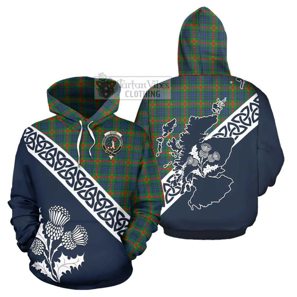 Aiton Tartan Hoodie Featuring Thistle and Scotland Map Zip Hoodie - Tartan Vibes Clothing