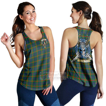 Aiton Tartan Women's Racerback Tanks with Family Crest Celtic Skull Style 4XL - Tartan Vibes Clothing