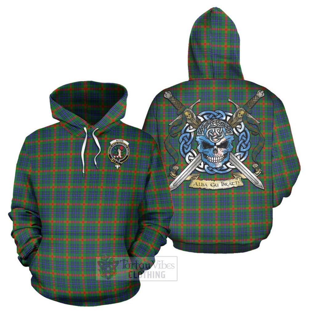 Aiton Tartan Hoodie with Family Crest Celtic Skull Style Zip Hoodie - Tartan Vibes Clothing