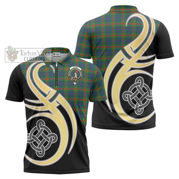 Aiton Tartan Zipper Polo Shirt with Family Crest and Celtic Symbol Style Unisex - Tartan Vibes Clothing