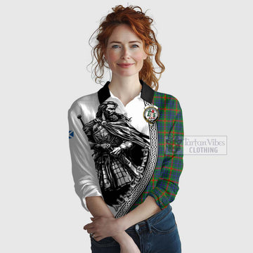Aiton Tartan Clan Crest Women's Casual Shirt with Highlander Warrior Celtic Style Female - Tartan Vibes Clothing