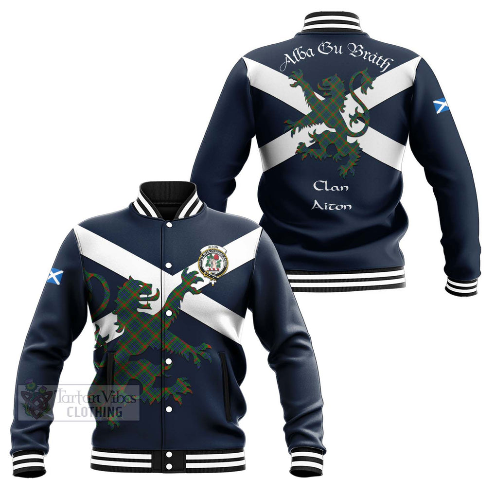 Aiton Tartan Lion Rampant Baseball Jacket Proudly Display Your Heritage with Alba Gu Brath and Clan Name Unisex - Tartan Vibes Clothing