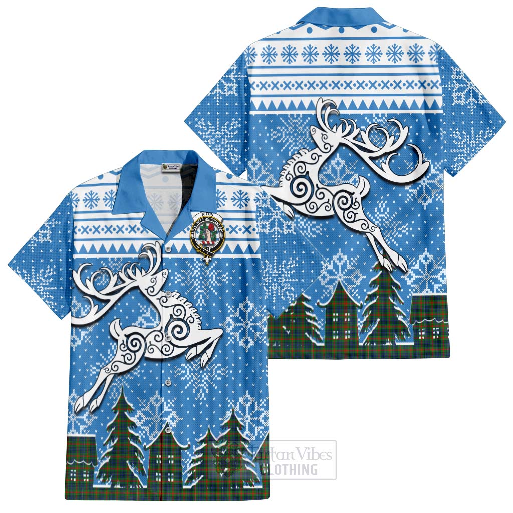Aiton Clan Christmas Hawaiian Shirt Celtic Reindeer Style Kid - Tartan Vibes Clothing