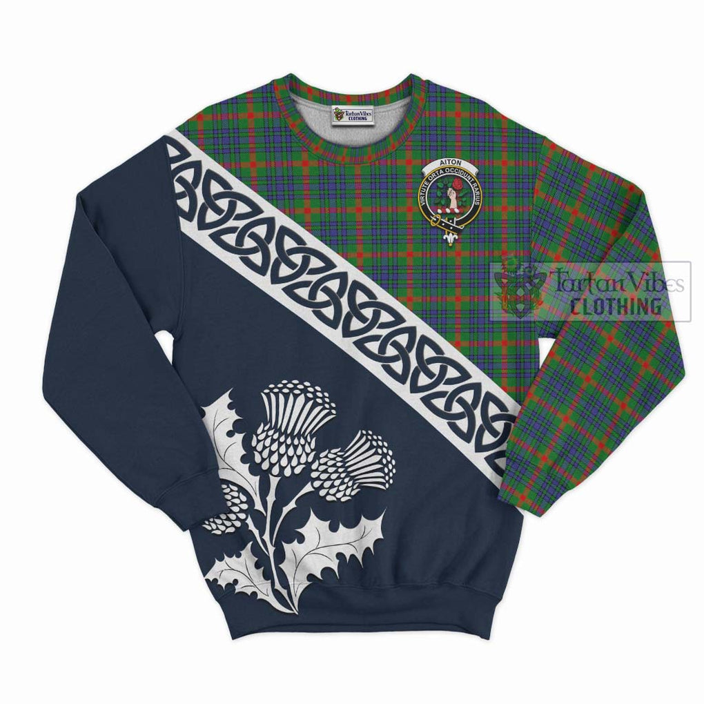 Aiton Tartan Sweatshirt Featuring Thistle and Scotland Map Unisex - Tartan Vibes Clothing