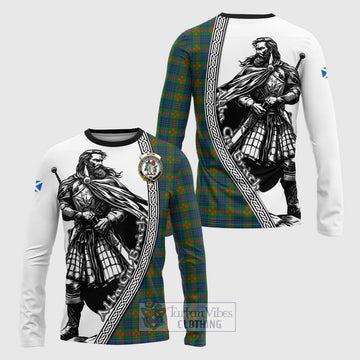 Aiton Tartan Clan Crest Long Sleeve T-Shirt with Highlander Warrior Celtic Style Unisex - Tartan Vibes Clothing