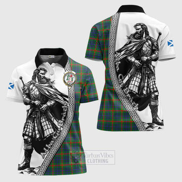 Aiton Tartan Clan Crest Women's Polo Shirt with Highlander Warrior Celtic Style Women - Tartan Vibes Clothing