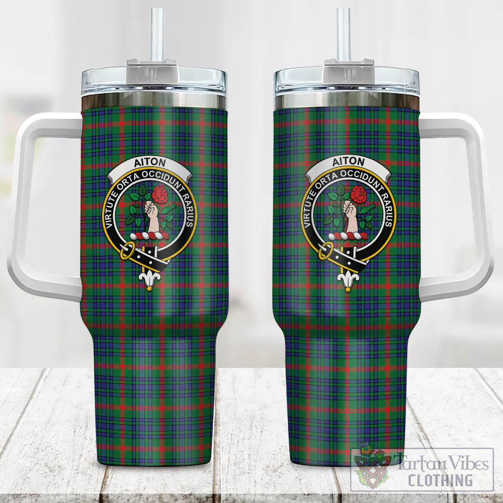 Tartan Vibes Clothing Aiton Tartan and Family Crest Tumbler with Handle