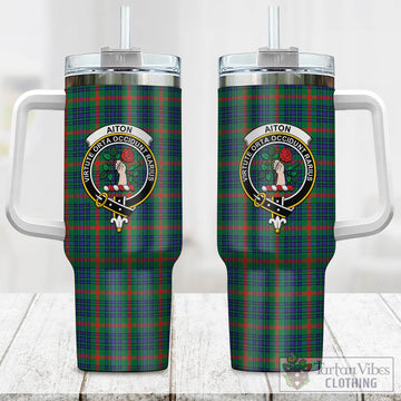 Aiton Tartan and Family Crest Tumbler with Handle