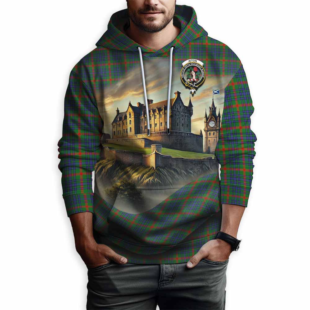 Aiton Tartan Family Crest Hoodie with Scottish Ancient Castle Style Pullover Hoodie - Tartan Vibes Clothing