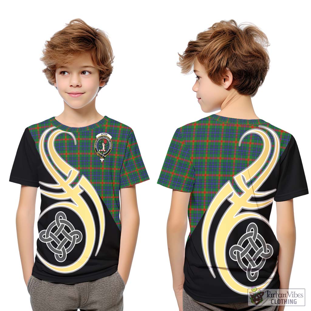 Aiton Tartan Kid T-Shirt with Family Crest and Celtic Symbol Style Youth XL Size14 - Tartan Vibes Clothing