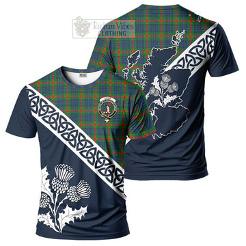 Aiton Tartan T-Shirt Featuring Thistle and Scotland Map Kid's Shirt - Tartanvibesclothing Store