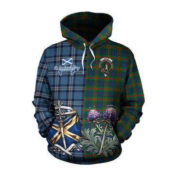 Aiton Tartan Cotton Hoodie Happy St. Andrew's Day Half Tartan Style Pullover Hoodie XS - Tartan Vibes Clothing