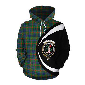 Aiton Tartan Cotton Hoodie with Family Crest Circle Style Pullover Hoodie XS - Tartan Vibes Clothing