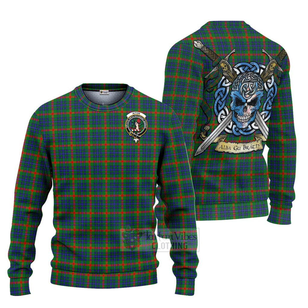 Aiton Tartan Ugly Sweater with Family Crest Celtic Skull Style Unisex - Tartan Vibes Clothing