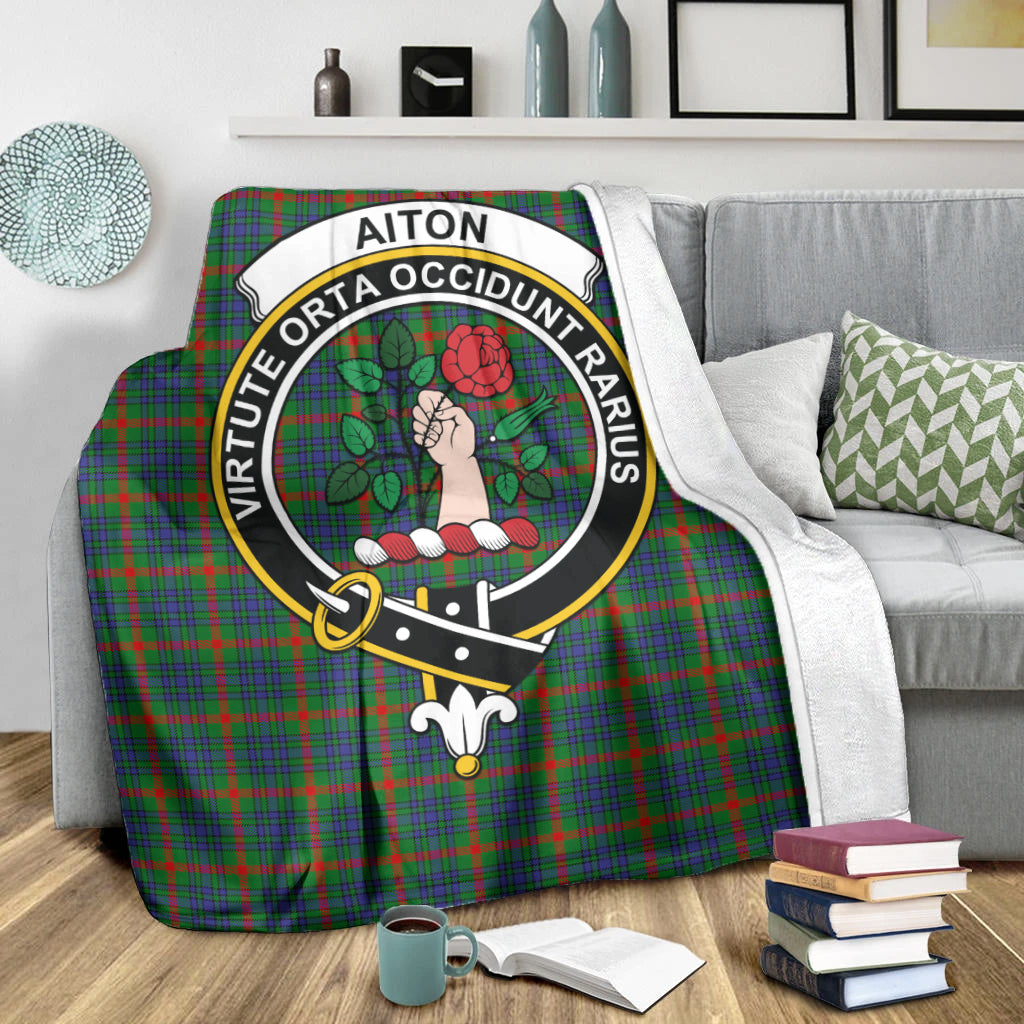 Aiton Tartan Blanket with Family Crest - Tartanvibesclothing
