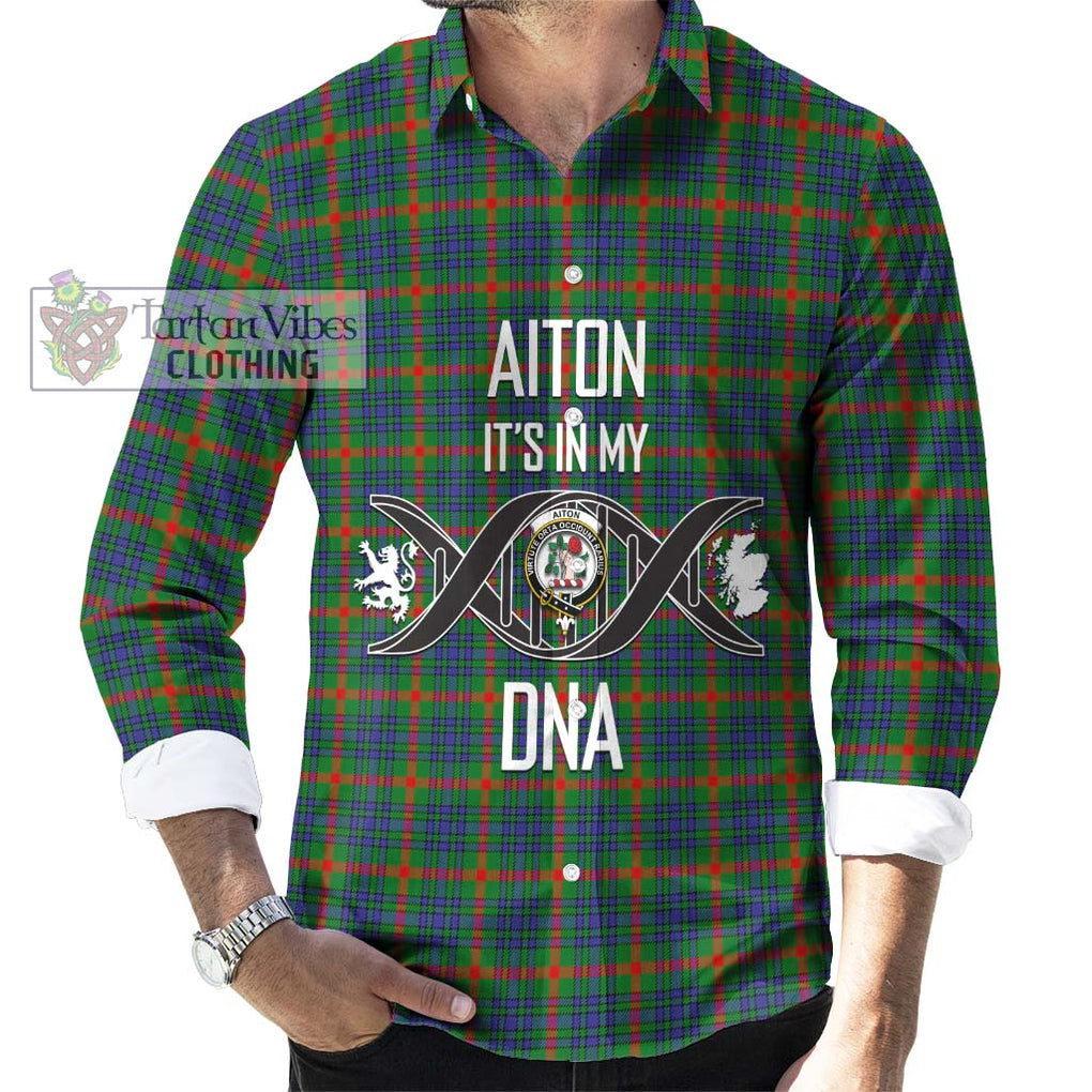 Aiton Tartan Long Sleeve Button Shirt with Family Crest DNA In Me Style Men's Shirt S - Tartanvibesclothing Shop