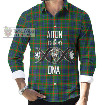Aiton Tartan Long Sleeve Button Shirt with Family Crest DNA In Me Style Men's Shirt S - Tartanvibesclothing Shop