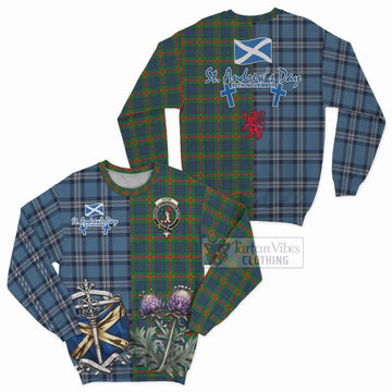Aiton Tartan Sweatshirt Happy St. Andrew's Day Half Tartan Style Unisex - Tartan Vibes Clothing