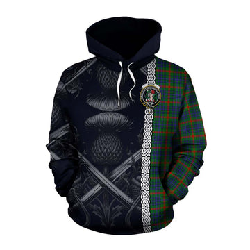 Aiton Tartan Cotton Hoodie with Family Crest Cross Sword Thistle Celtic Vibes Pullover Hoodie XS - Tartan Vibes Clothing