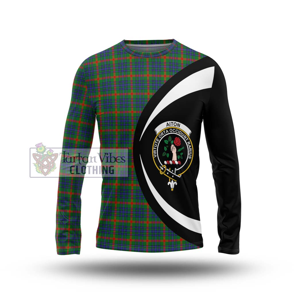 Aiton Tartan Long Sleeve T-Shirt with Family Crest Circle Style Unisex - Tartan Vibes Clothing