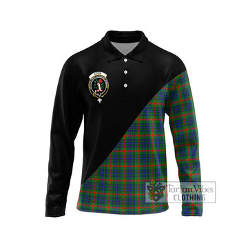 Aiton Tartan Long Sleeve Polo Shirt with Family Crest and Military Logo Style Unisex - Tartan Vibes Clothing
