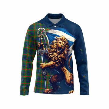 Aiton Tartan Family Crest Long Sleeve Polo Shirt with Scottish Majestic Lion Unisex - Tartan Vibes Clothing