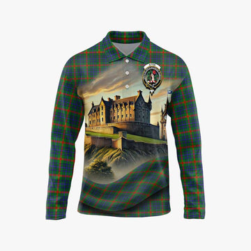 Aiton Tartan Family Crest Long Sleeve Polo Shirt with Scottish Ancient Castle Style Unisex - Tartan Vibes Clothing