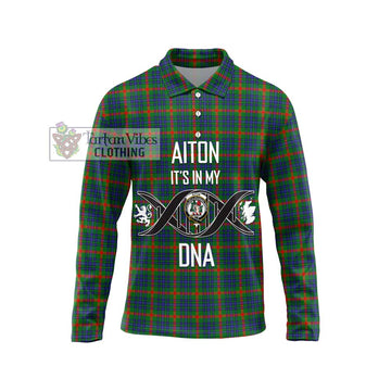 Aiton Tartan Long Sleeve Polo Shirt with Family Crest DNA In Me Style Unisex - Tartan Vibes Clothing